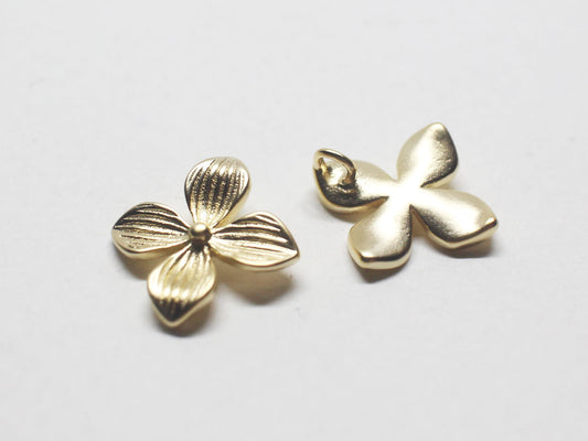 [P0735]/2pcs/Dainty Petal Pendant/Brass /Matte Gold/12.5x12.5mm