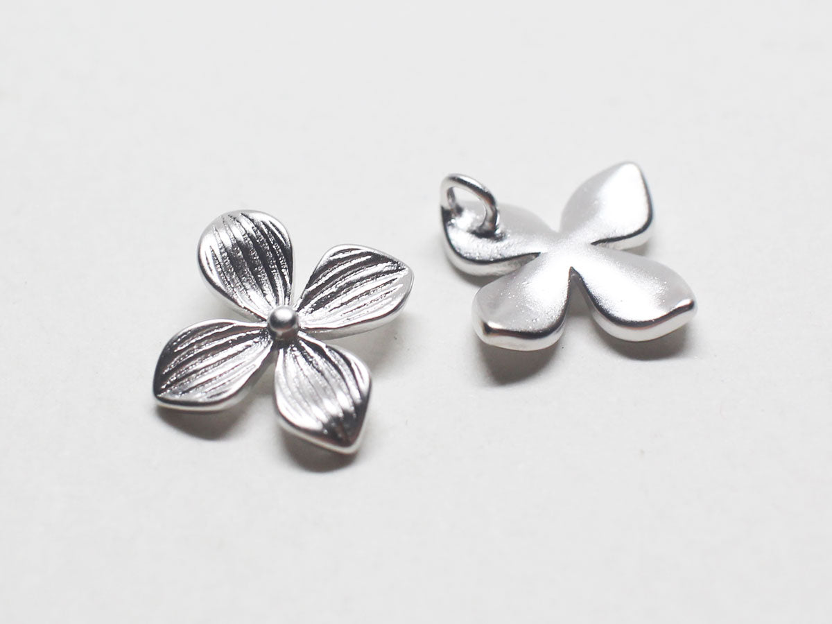 [P0735]/2pcs/Dainty Petal Pendant/Brass /Matte Rhodium/12.5x12.5mm