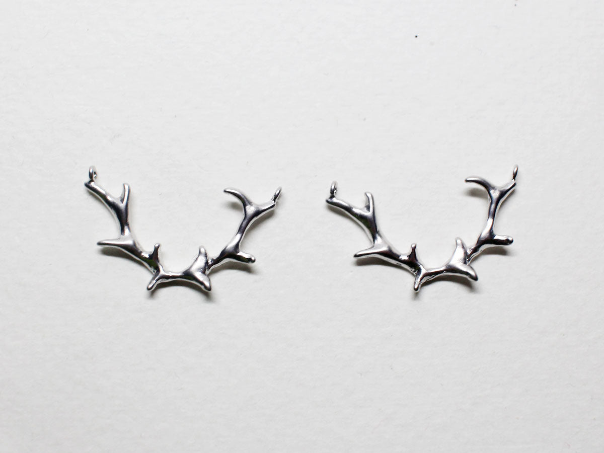 [P0737]/2pcs/Antler Pendant For Necklace/Brass /Matte Gold/23.5x 13.5mm