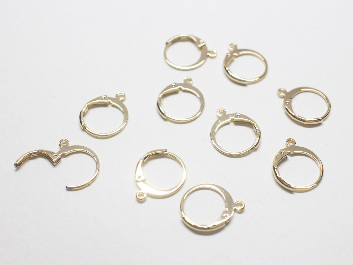 [B0012-1]10pcs/Circle Lever Back Ear Hooks/Brass/Gold plated/12x14.5mm