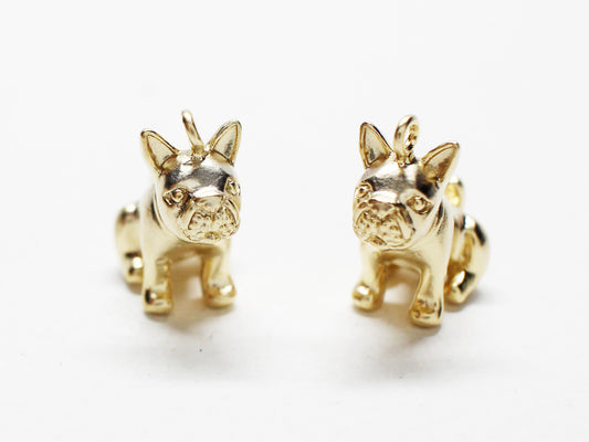 [P0740]/2pcs/French Bulldog Pendant/Brass /Matte Gold /15.5(H)x6.7(W)x15.5(L)mm