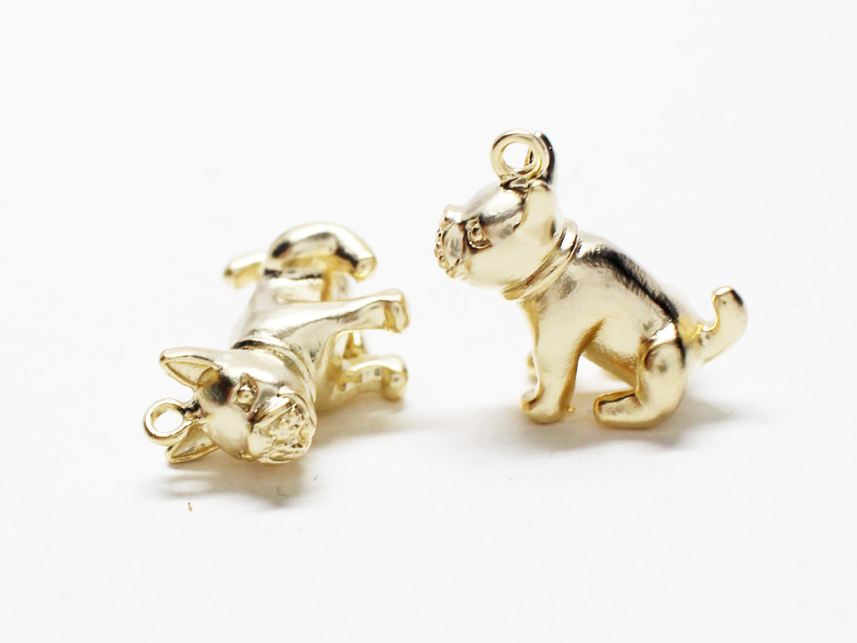 [P0740]/2pcs/French Bulldog Pendant/Brass /Matte Gold /15.5(H)x6.7(W)x15.5(L)mm