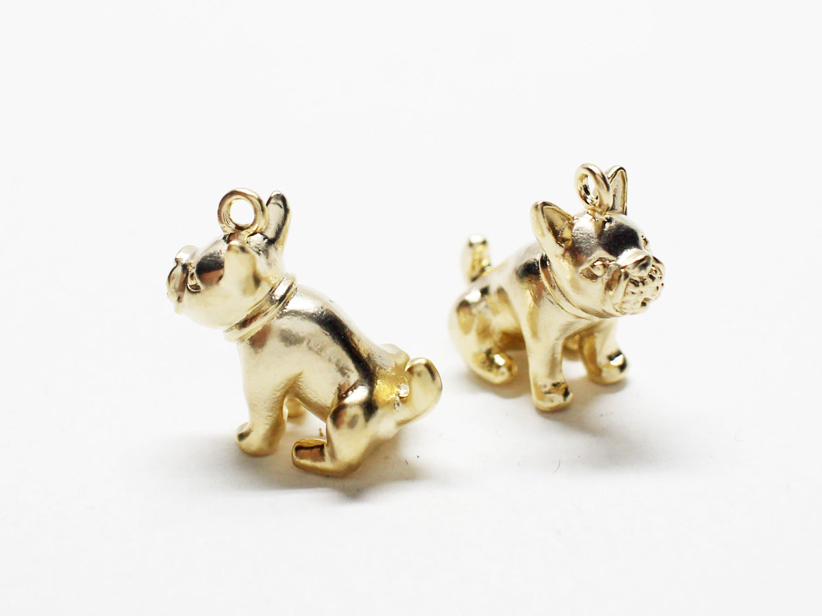 [P0740]/2pcs/French Bulldog Pendant/Brass /Matte Gold /15.5(H)x6.7(W)x15.5(L)mm