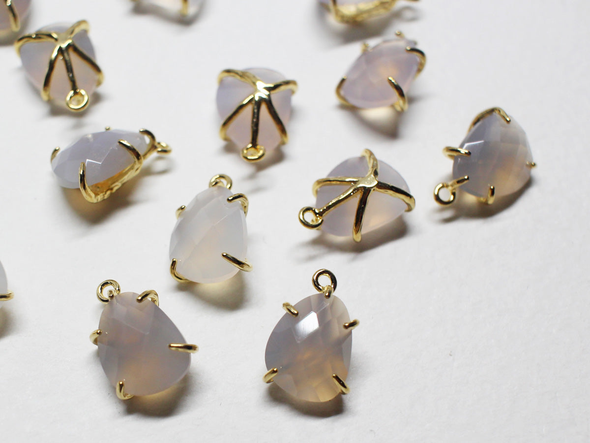 [P0744]/2pcs/Antique set Gemstone Pendant/Brass/ Gold /12.2x7.8mm