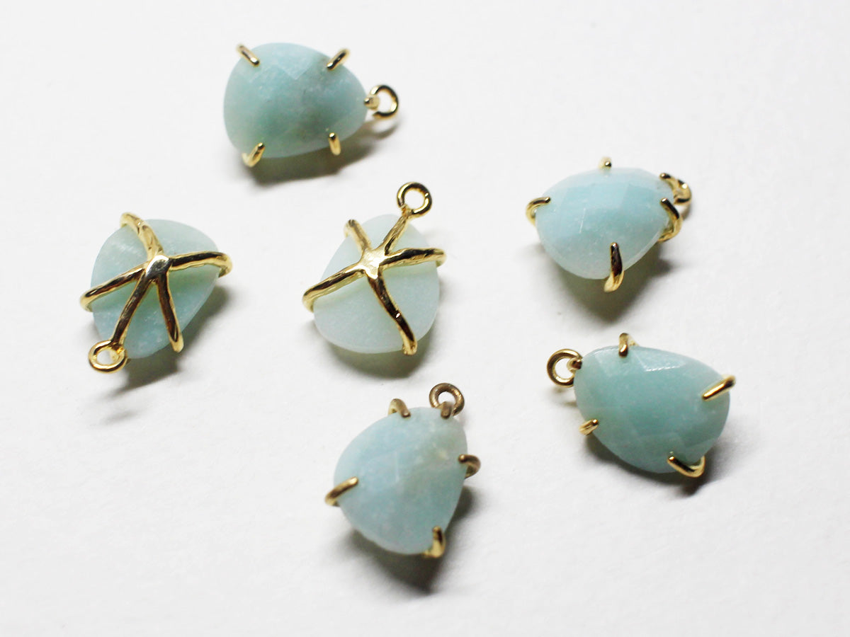 [P0744]/2pcs/Antique set Gemstone Pendant/Brass/ Gold /12.2x7.8mm