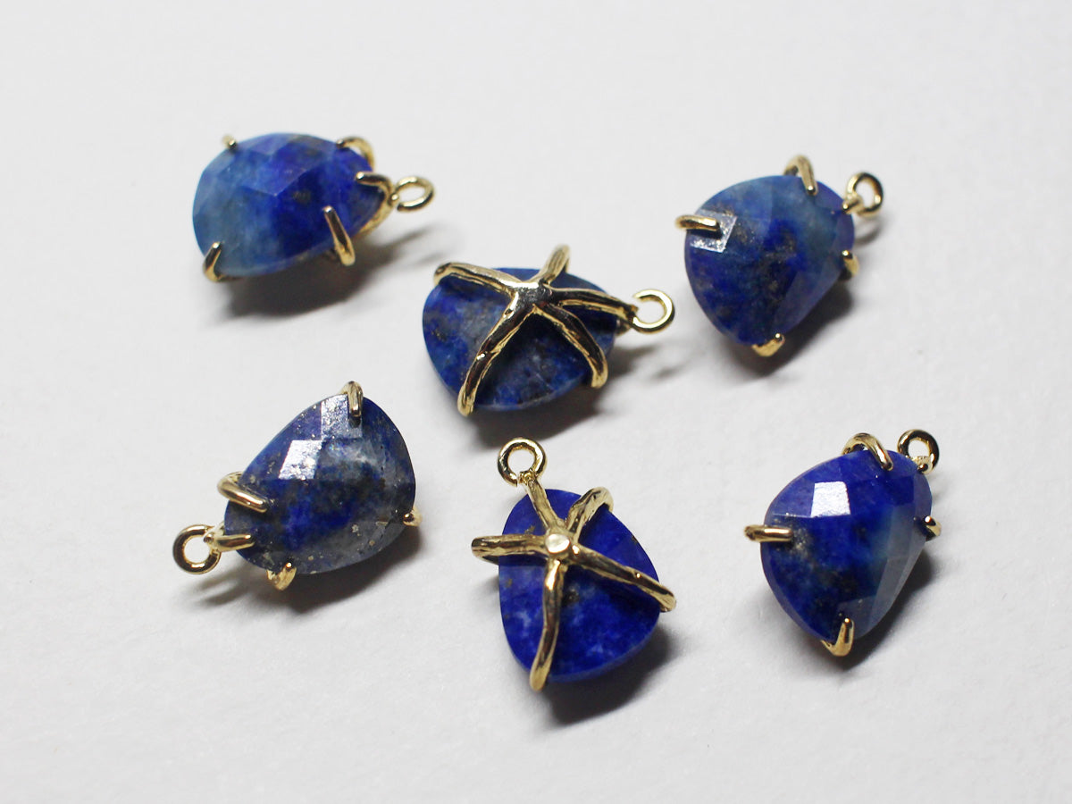 [P0744]/2pcs/Antique set Gemstone Pendant/Brass/ Gold /12.2x7.8mm