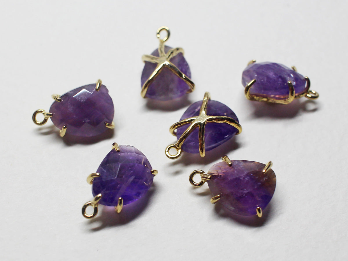 [P0744]/2pcs/Antique set Gemstone Pendant/Brass/ Gold /12.2x7.8mm