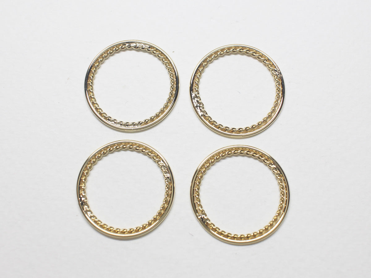 [P0746-1]/2pcs/Textured Ring Pendant Medium/Brass/Gold/21.5mm