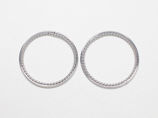 [P0746-2]/2pcs/Textured Ring Pendant Large/Brass/Rhodium/27.5mm