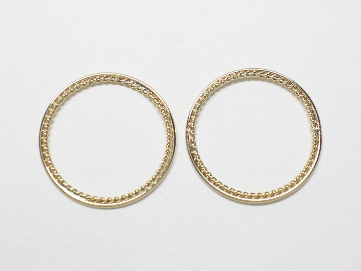 [P0746-2]/2pcs/Textured Ring Pendant Large/Brass/Gold/27.5mm