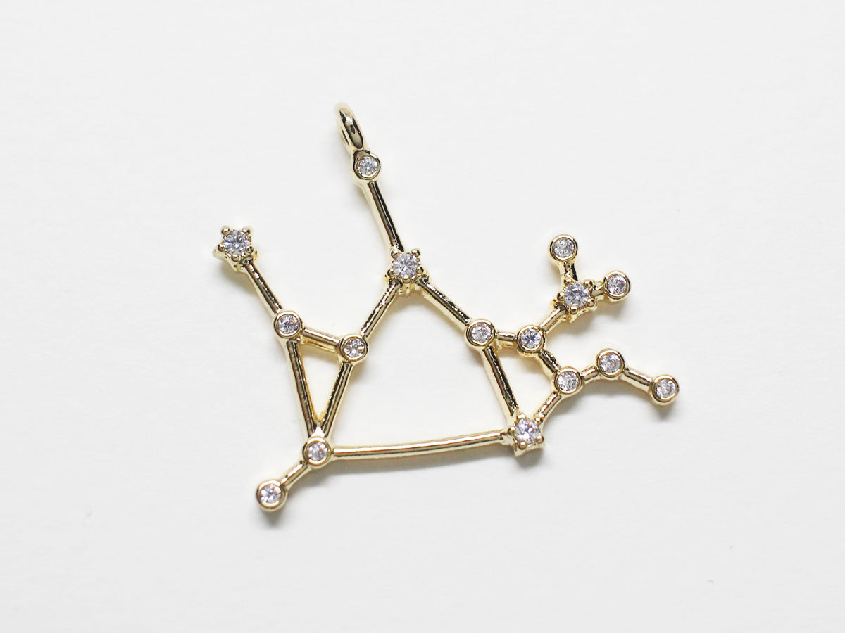 [P0747]/2pcs/Cubic Constellation Pendant/Brass/Gold/20mm