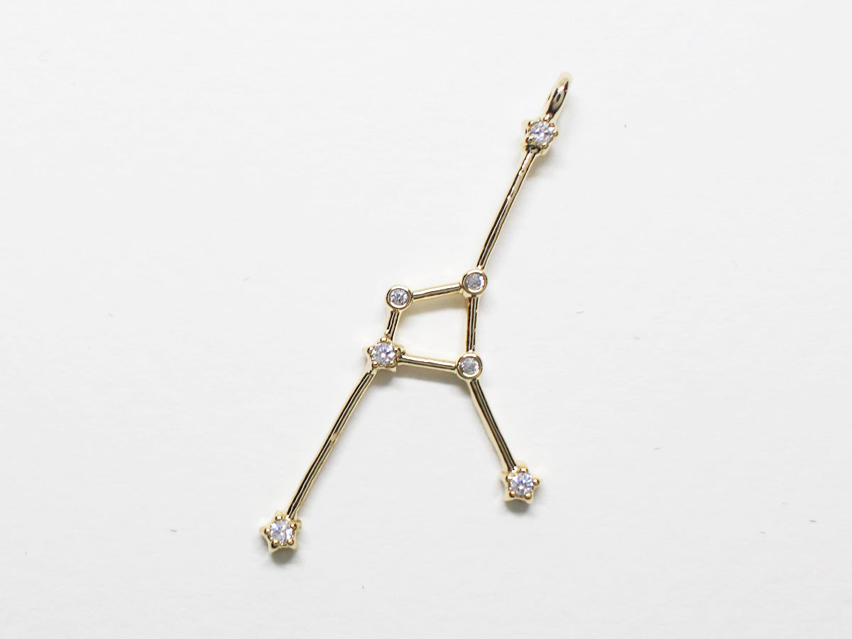 [P0747]/2pcs/Cubic Constellation Pendant/Brass/Gold/20mm