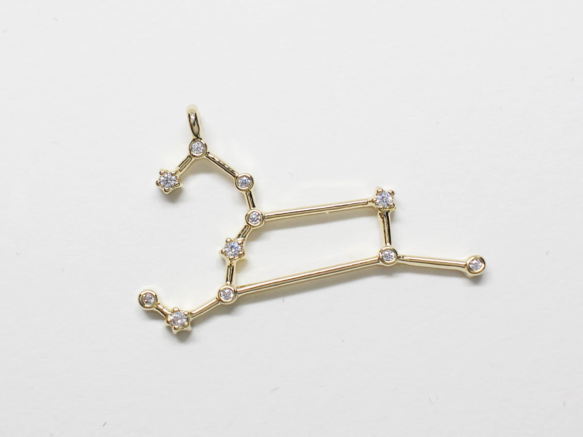 [P0747]/2pcs/Cubic Constellation Pendant/Brass/Gold/20mm