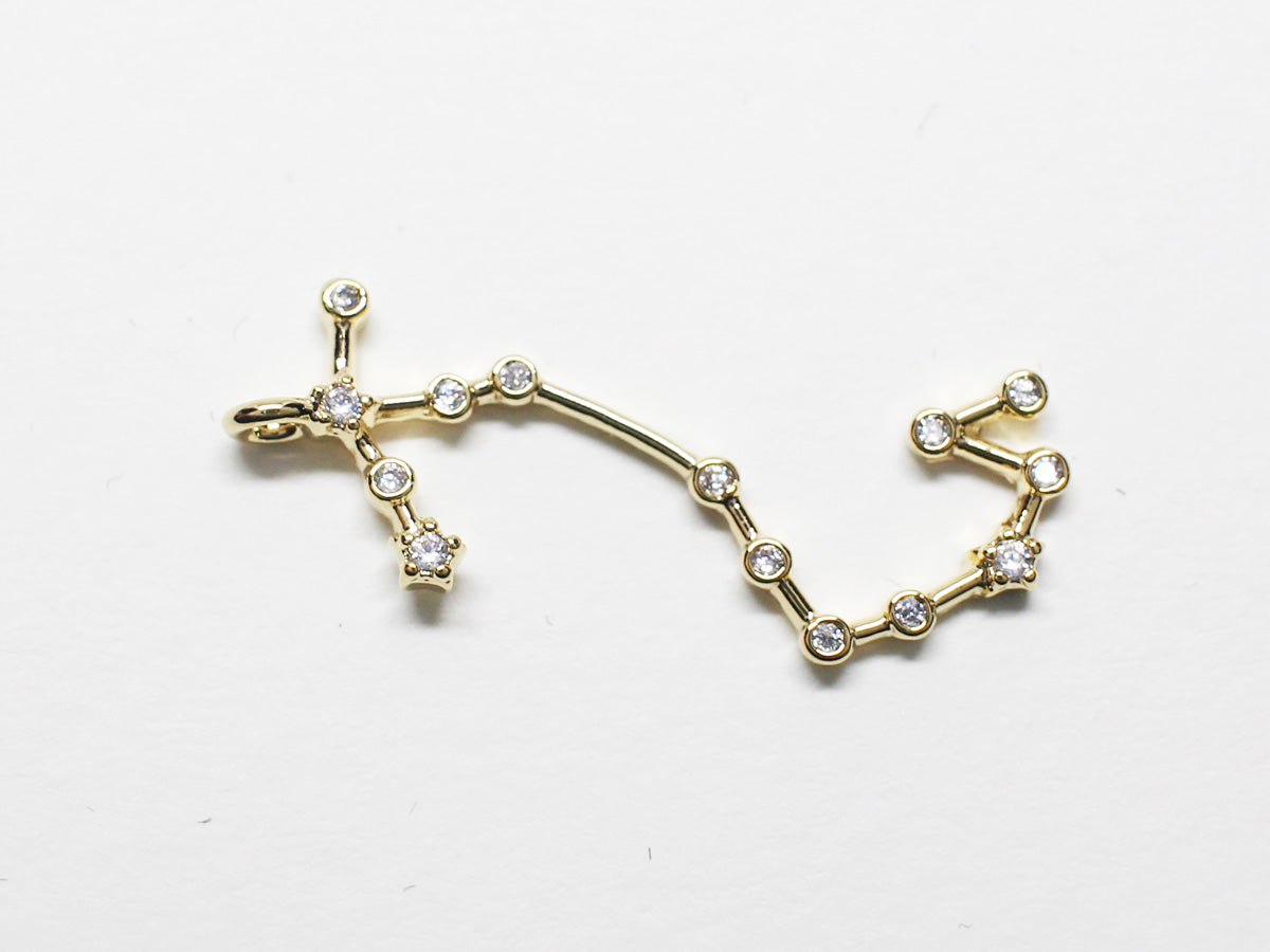 [P0747]/2pcs/Cubic Constellation Pendant/Brass/Gold/20mm