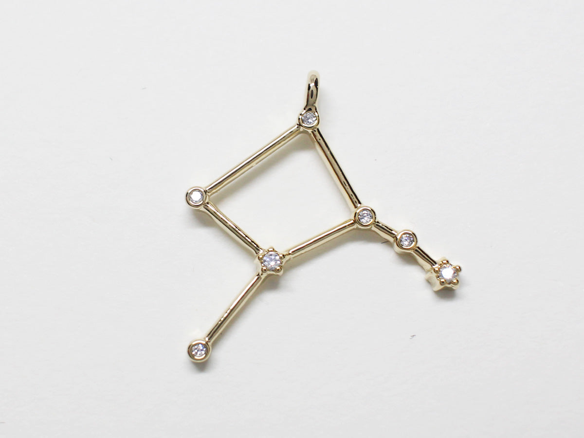 [P0747]/2pcs/Cubic Constellation Pendant/Brass/Gold/20mm