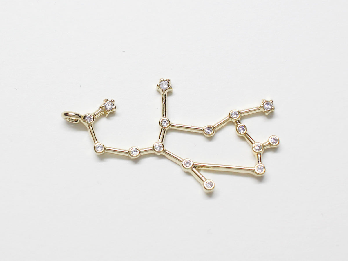 [P0747]/2pcs/Cubic Constellation Pendant/Brass/Gold/20mm