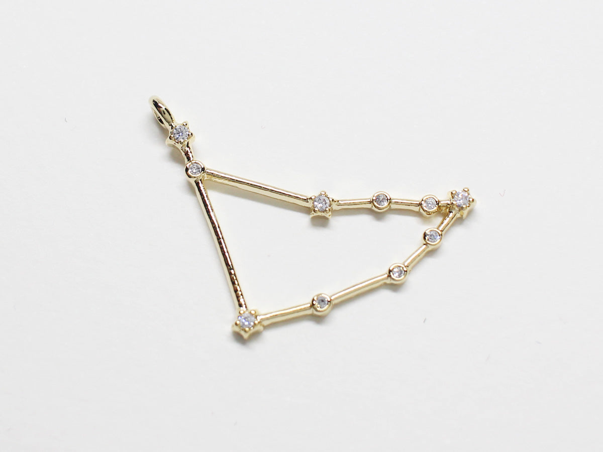 [P0747]/2pcs/Cubic Constellation Pendant/Brass/Gold/20mm