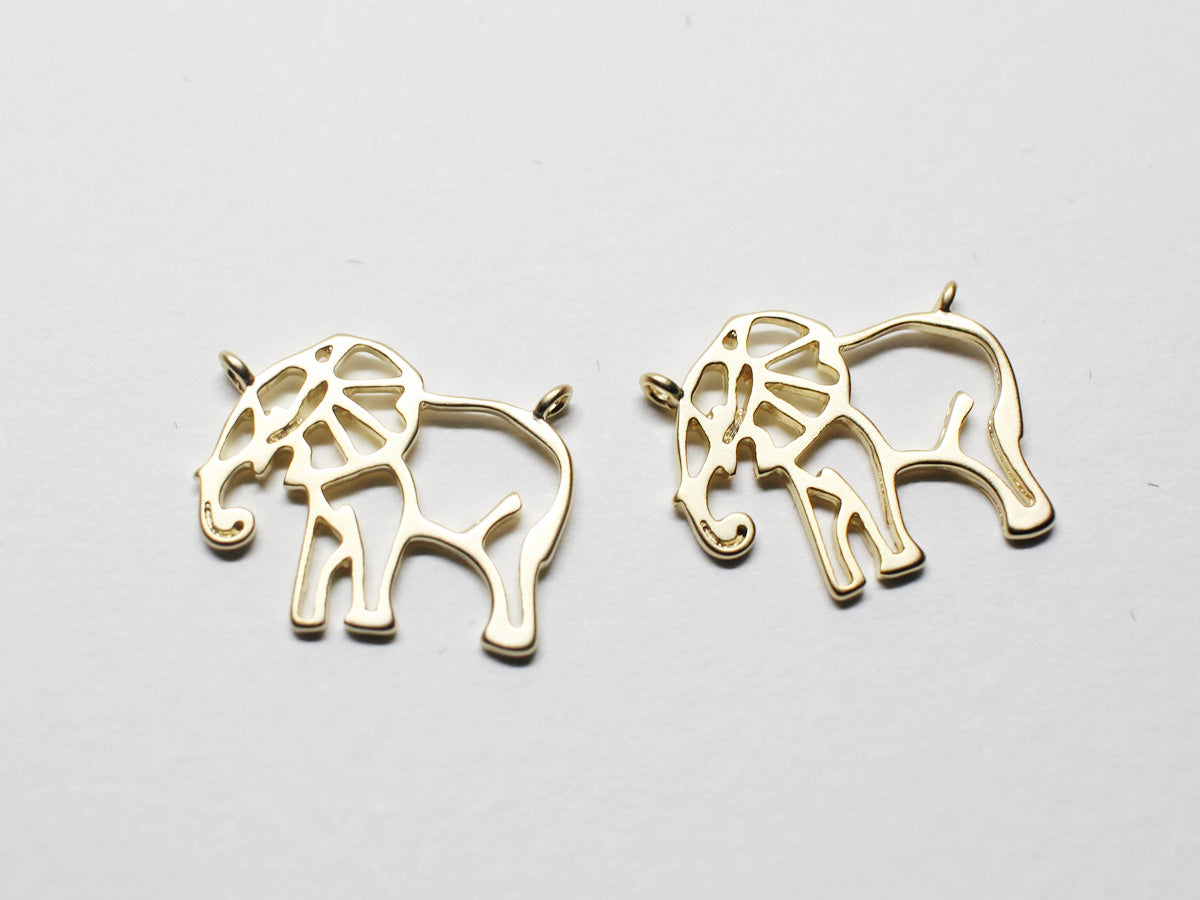 [P0749]/2pcs/Elephant Pendant/Brass/Matte Gold /15.7x13.2mm