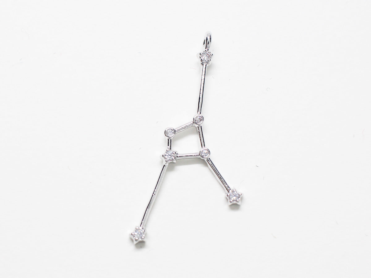 [P0747]/2pcs/Cubic Constellation Pendant/Brass/Rhodium/20mm