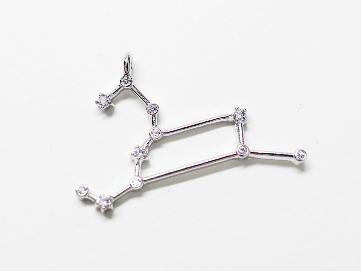 [P0747]/2pcs/Cubic Constellation Pendant/Brass/Rhodium/20mm