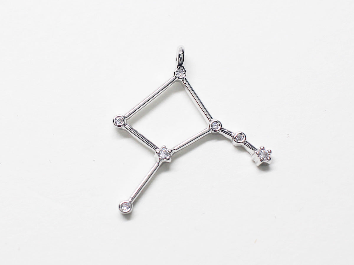 [P0747]/2pcs/Cubic Constellation Pendant/Brass/Rhodium/20mm