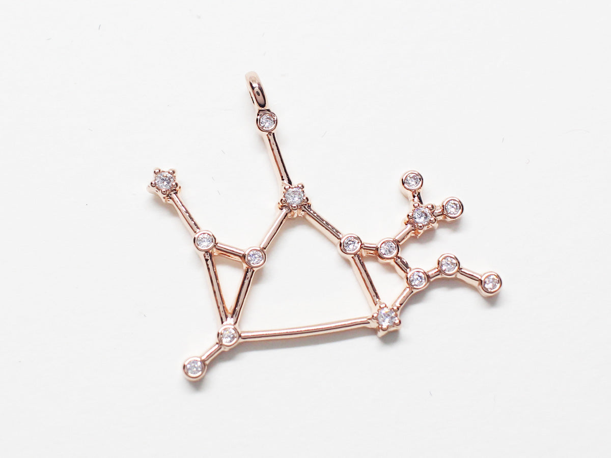 [P0747]/2pcs/Cubic Constellation Pendant/Brass/Rose Gold/20mm