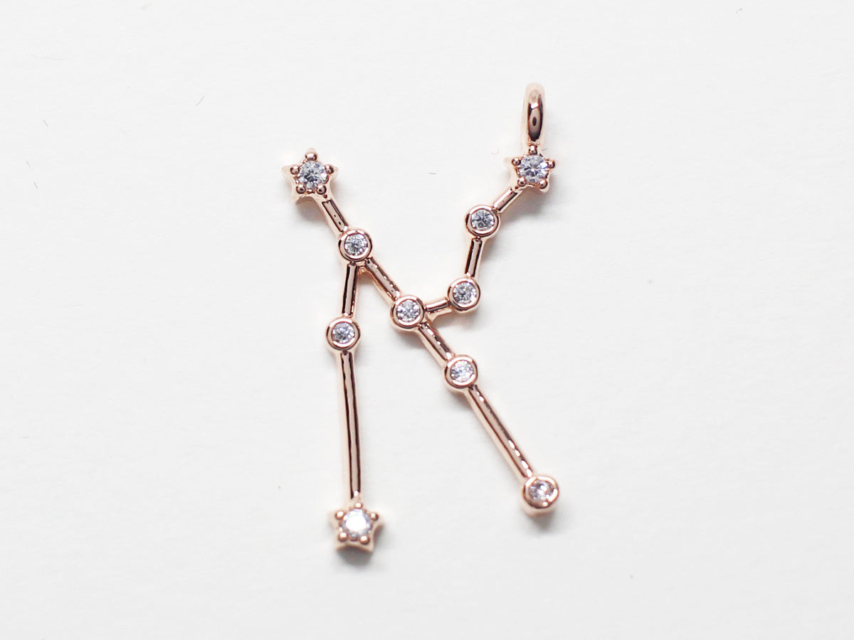 [P0747]/2pcs/Cubic Constellation Pendant/Brass/Rose Gold/20mm