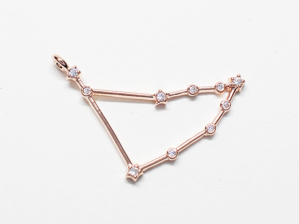 [P0747]/2pcs/Cubic Constellation Pendant/Brass/Rose Gold/20mm