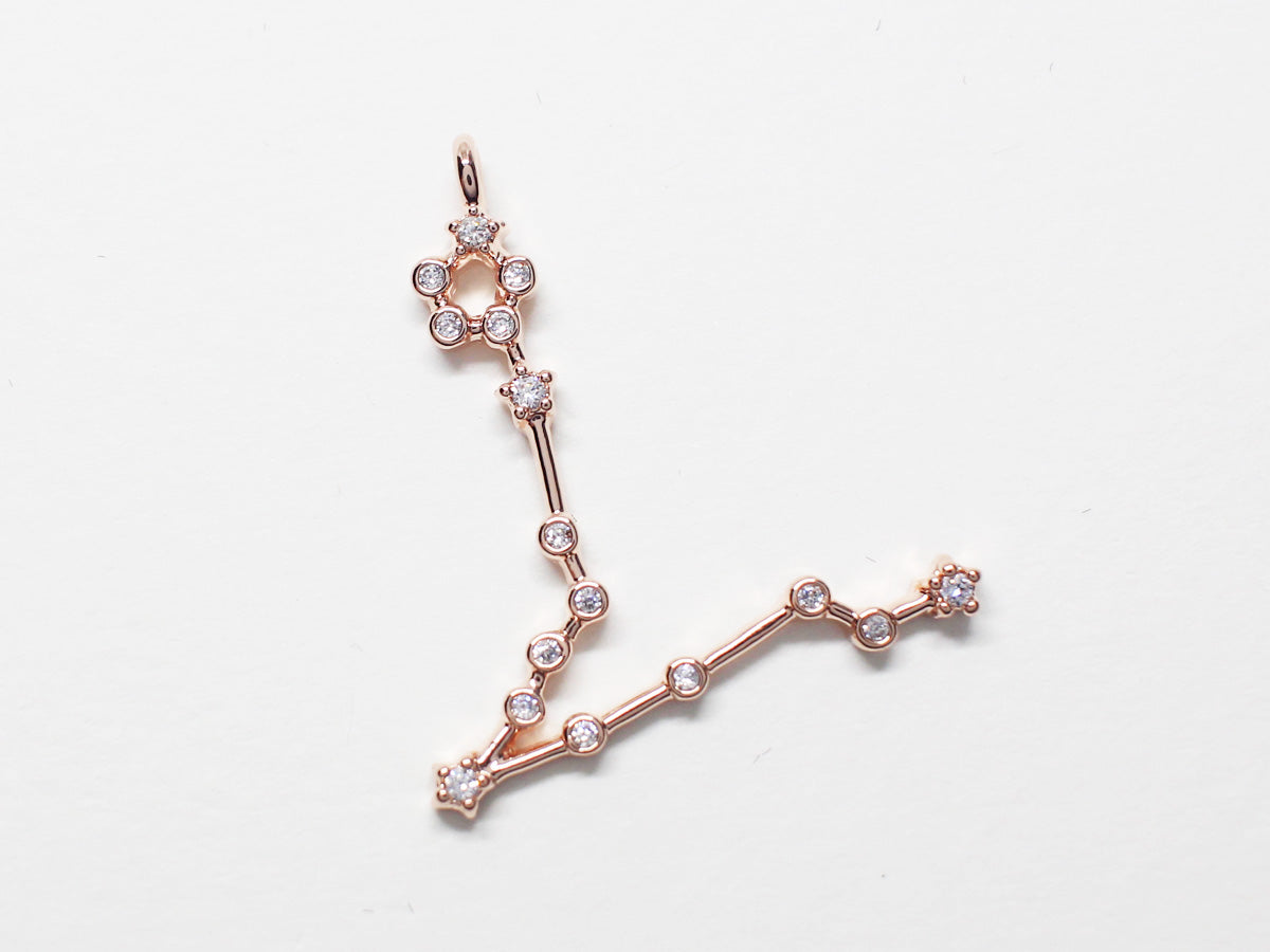 [P0747]/2pcs/Cubic Constellation Pendant/Brass/Rose Gold/20mm