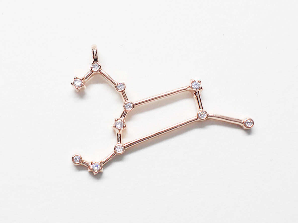 [P0747]/2pcs/Cubic Constellation Pendant/Brass/Rose Gold/20mm