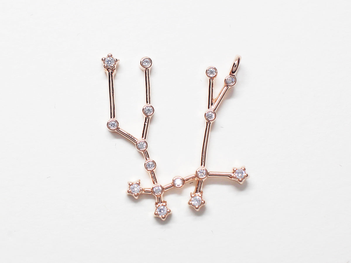 [P0747]/2pcs/Cubic Constellation Pendant/Brass/Rose Gold/20mm