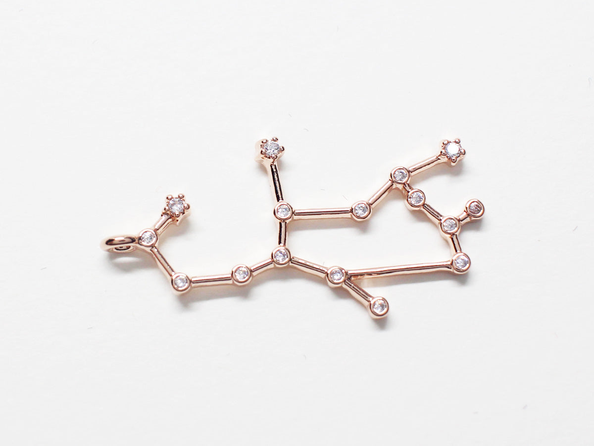 [P0747]/2pcs/Cubic Constellation Pendant/Brass/Rose Gold/20mm