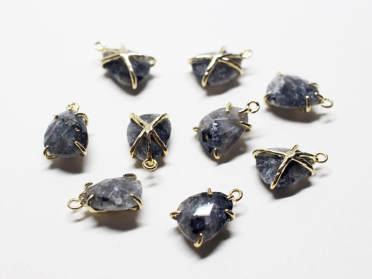 [P0744]/2pcs/Antique set Gemstone Pendant/Brass/ Gold /12.2x7.8mm