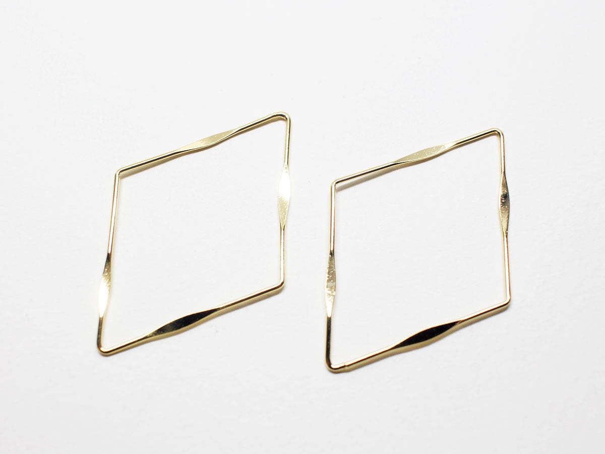 [P0755]/4pcs/Pressed Rhombus Pendant Connector/Brass /Gold /40x27.5mm