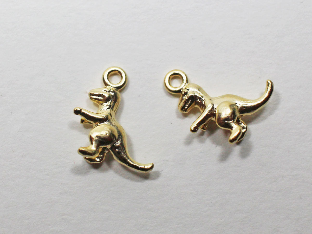 [P0761]/2pcs/Mini Tyrannosaurus Pendant/Brass /Matte Gold/ 11x8mm