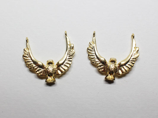 [P0762]/2pcs/Flying Bird Pendant/Brass /Matte Gold/18.5x17.5mm