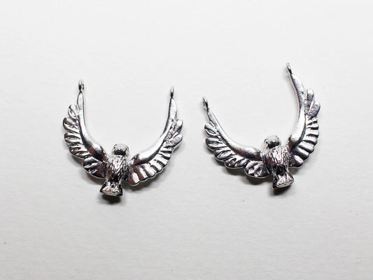 [P0762]/2pcs/Flying Bird Pendant/Brass /Matte Rhodium/18.5x17.5mm