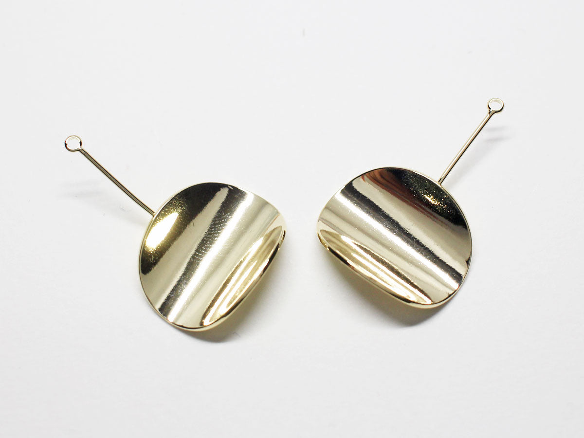 [P0766]/2pcs/Bent Circle Bar Pendant/Brass /Gold/22x33mm