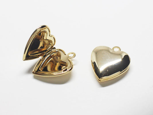 [P0770]/2pcs/Heart Hinge Pendant/Brass /Gold/13x16mm