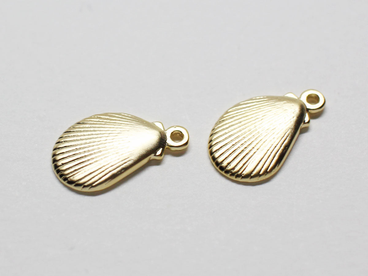 [P0769]/2pcs/Mini Shellfish Pendant/Brass /Matte Gold/12x7mm