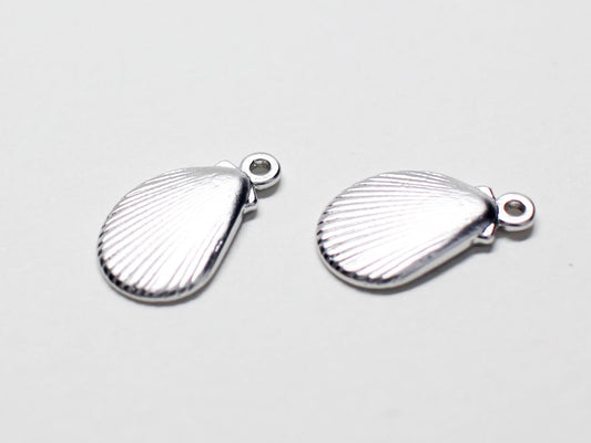 [P0769]/2pcs/Mini Shellfish Pendant/Brass /Matte Rhodium/12x7mm