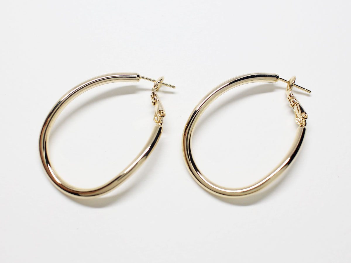 [E0225] 1 pair /Large Teardrop Hoop Earrings/Brass/Gold plated/40.5x26mm