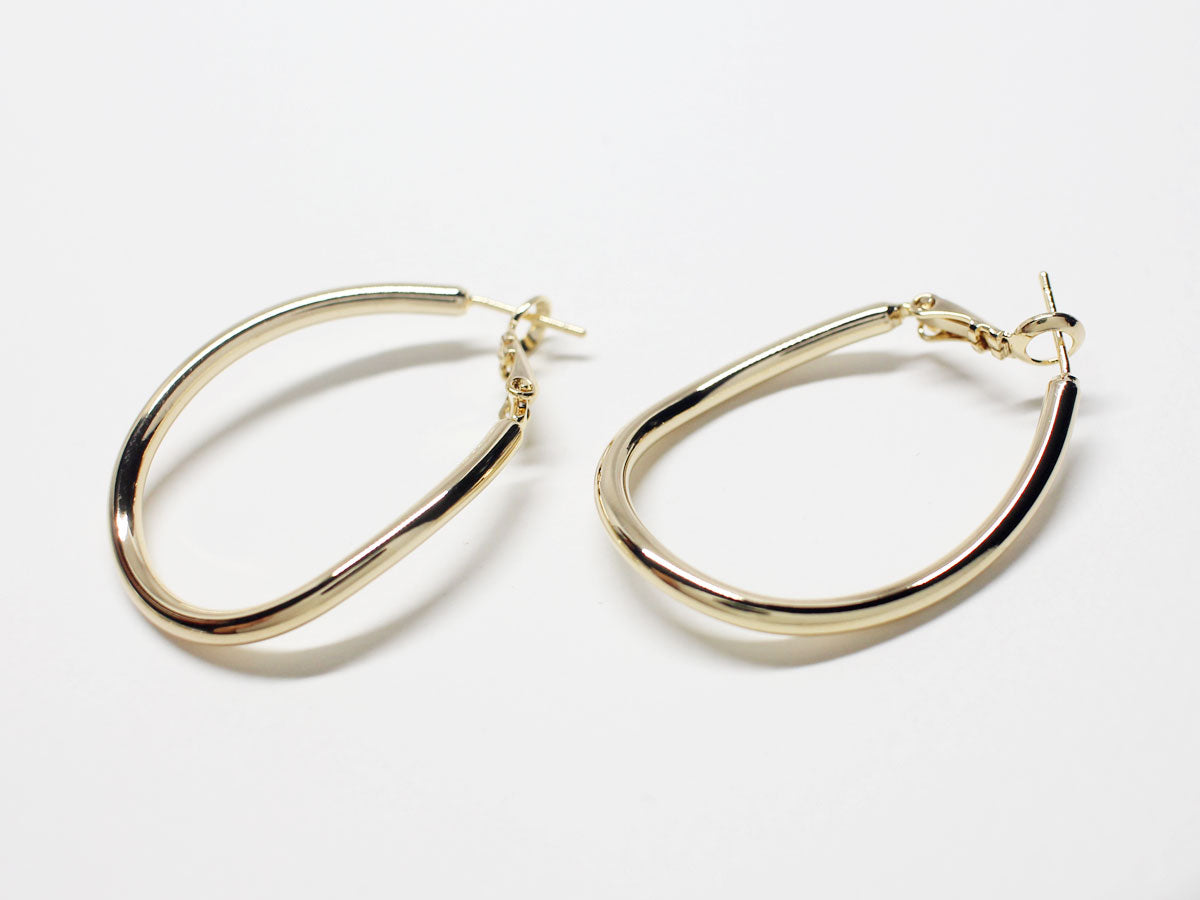 [E0225] 1 pair /Large Teardrop Hoop Earrings/Brass/Gold plated/40.5x26mm