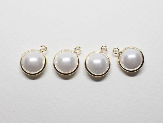 [P0778-1]/10pcs/Large Framed Pearl Pendant/Brass /Gold/8mm