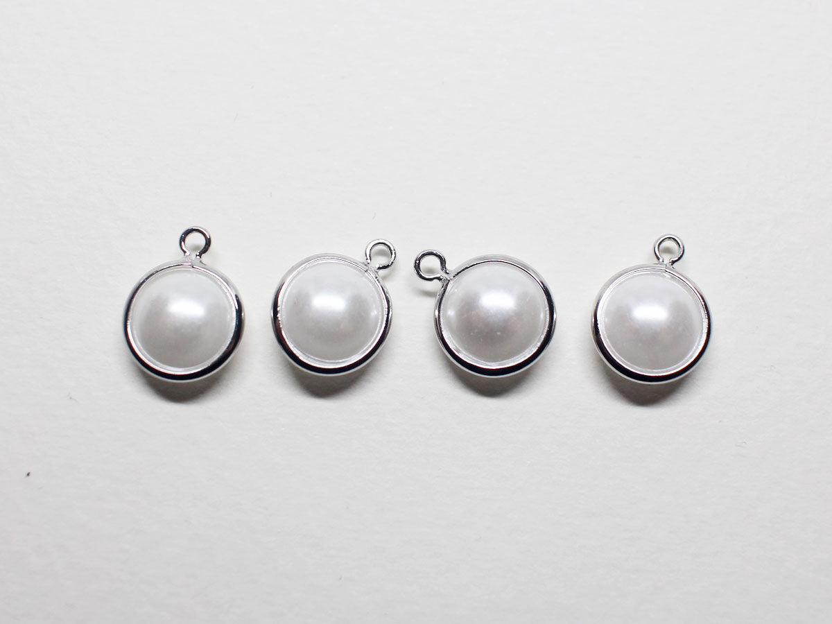 [P0778-1]/10pcs/Large Framed Pearl Pendant/Brass /Rhodium/8mm