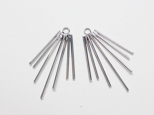 [P0777]/2pcs/panwise Bars Pendant/Brass /Rhodium/22x33mm