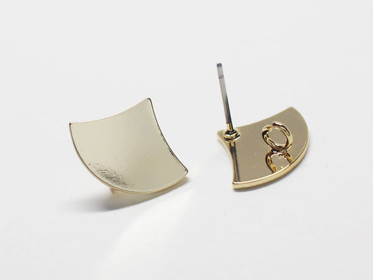 [E0227] 1 pair /Fanwise Stud Earrings/Brass/Gold plated/16.5X12.5mm