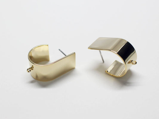 [E0229]1 pair /Whistle Motivated Stud Earrings/Brass/Gold plated/10x23mm