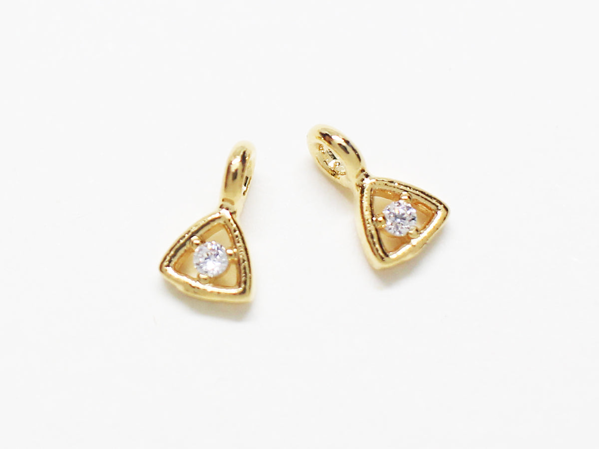 [P0787]/2pcs/Tiny Triangle Cubic Pendant/Brass /Gold/6.45x3.8mm