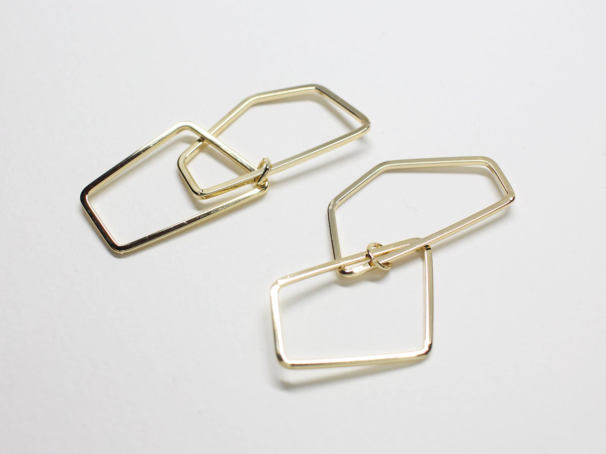 [P0790]/2pcs/Large Rhombus Pentagon Linked Pendant/Brass /Gold/32x26(Rhombus)+32x17.59(Pentagon)